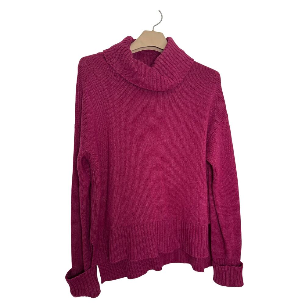 By Anthropologie Sweater Cowl Neck Tunic Ribbed SMALL Pullover Burgundy
